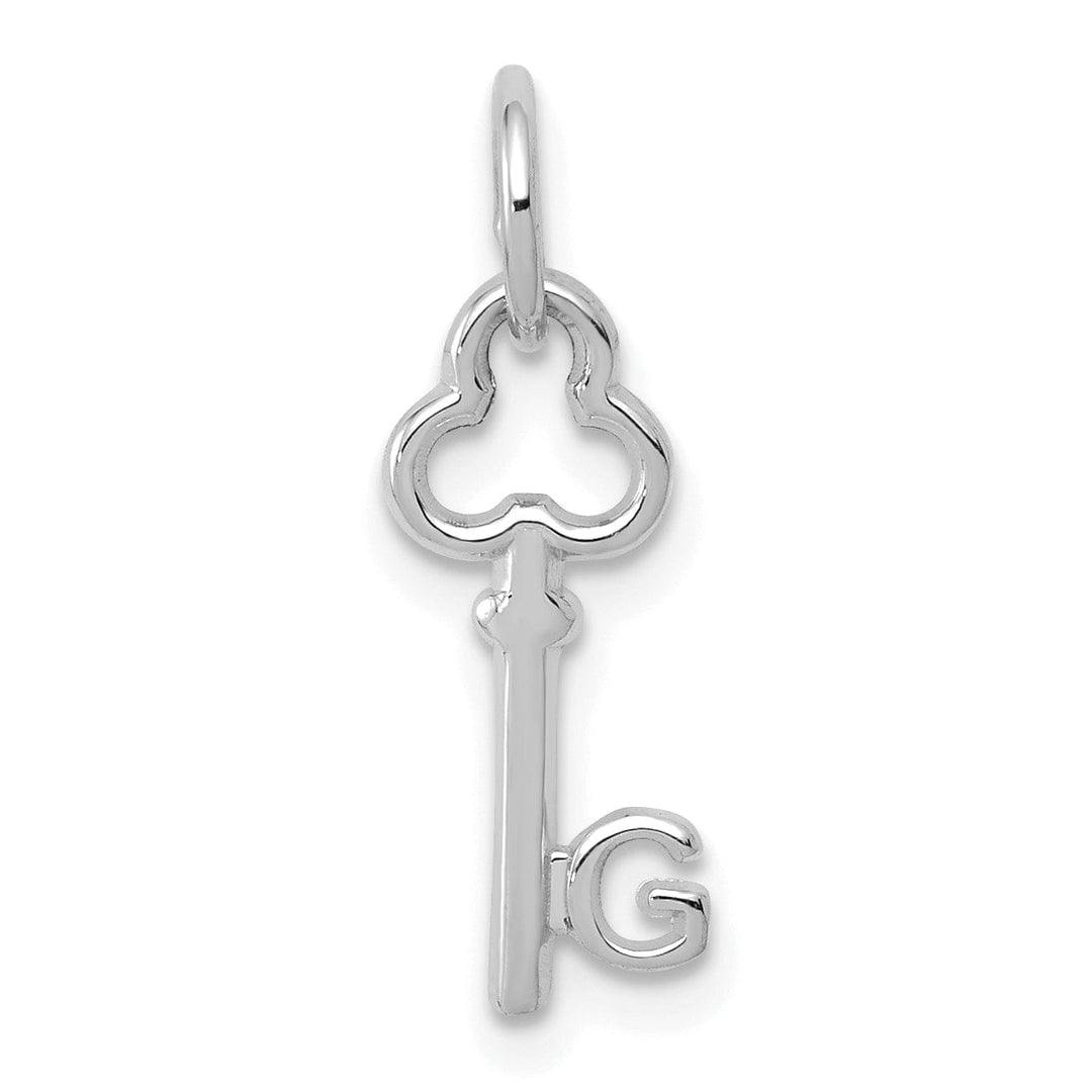 Lovely Rita's Pendants & Charms 14K White Gold Fancy Key Shape Design Letter G Initial Charm Pendant
