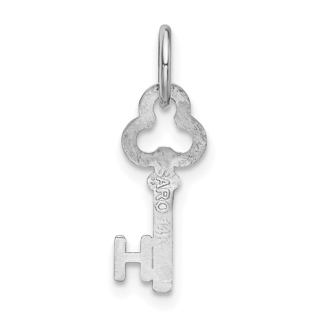 Lovely Rita's Pendants & Charms 14K White Gold Fancy Key Shape Design Letter H Initial Charm Pendant