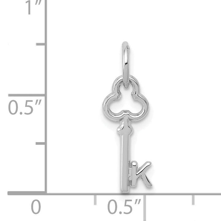 Lovely Rita's Pendants & Charms 14K White Gold Fancy Key Shape Design Letter K Initial Charm Pendant