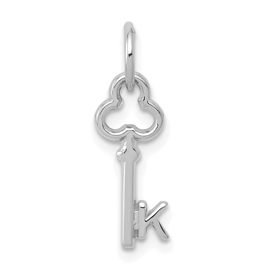 Lovely Rita's Pendants & Charms 14K White Gold Fancy Key Shape Design Letter K Initial Charm Pendant