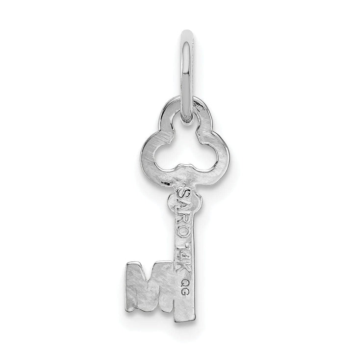 Lovely Rita's Pendants & Charms 14K White Gold Fancy Key Shape Design Letter M Initial Charm Pendant