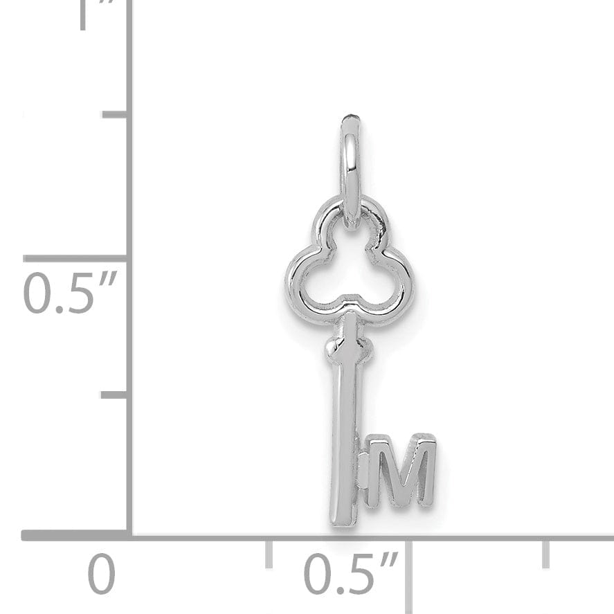 Lovely Rita's Pendants & Charms 14K White Gold Fancy Key Shape Design Letter M Initial Charm Pendant