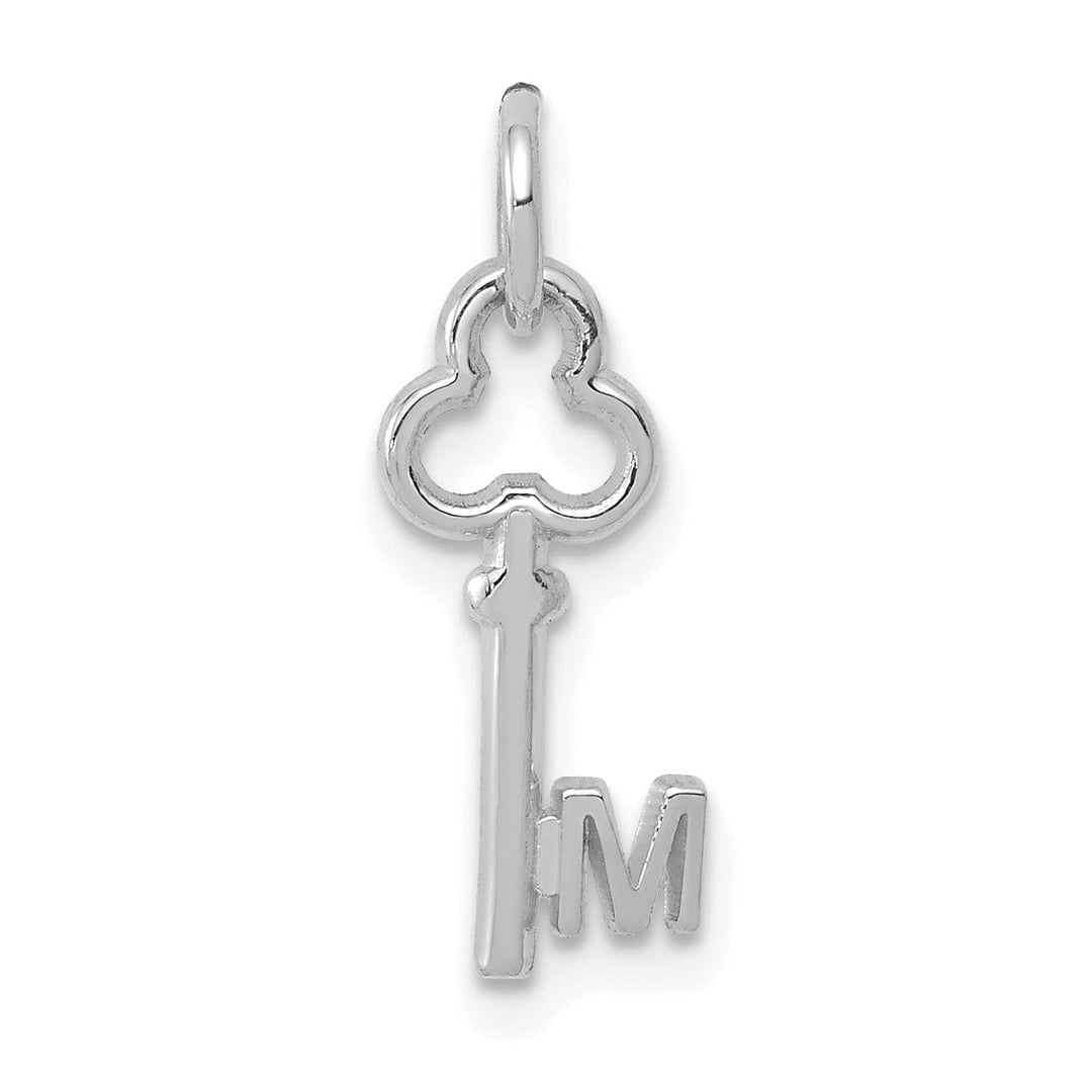 Lovely Rita's Pendants & Charms 14K White Gold Fancy Key Shape Design Letter M Initial Charm Pendant