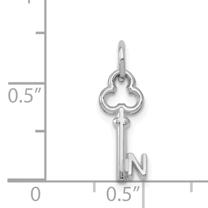 Lovely Rita's Pendants & Charms 14K White Gold Fancy Key Shape Design Letter N Initial Charm Pendant