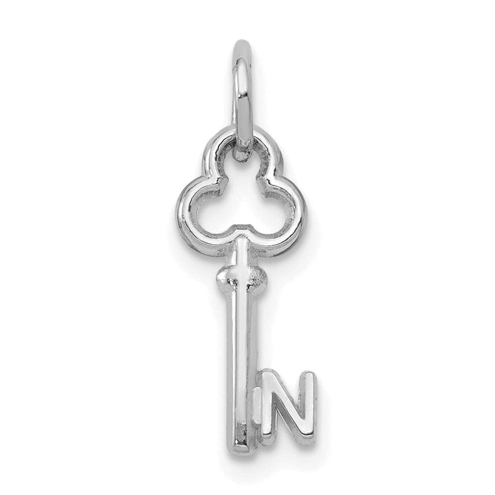 Lovely Rita's Pendants & Charms 14K White Gold Fancy Key Shape Design Letter N Initial Charm Pendant