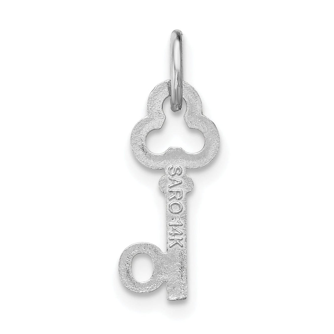 Lovely Rita's Pendants & Charms 14K White Gold Fancy Key Shape Design Letter O Initial Charm Pendant
