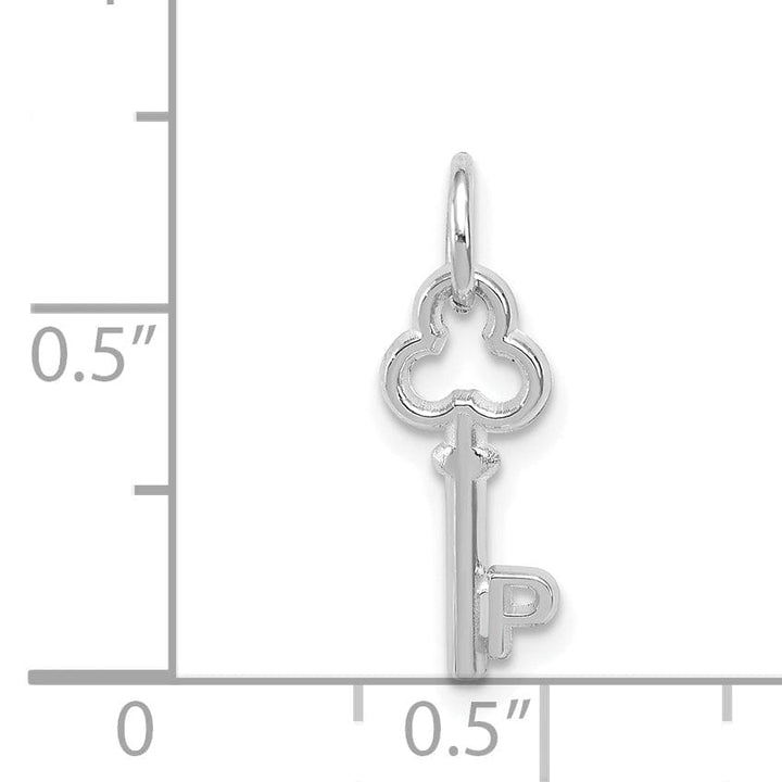 Lovely Rita's Pendants & Charms 14K White Gold Fancy Key Shape Design Letter P Initial Charm Pendant