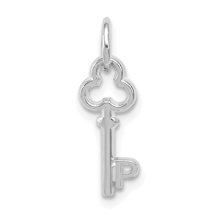 Lovely Rita's Pendants & Charms 14K White Gold Fancy Key Shape Design Letter P Initial Charm Pendant