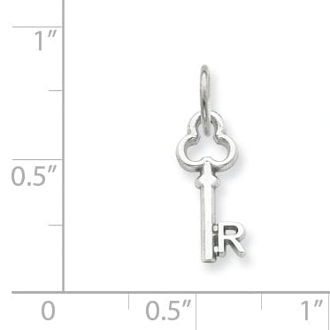 Lovely Rita's Pendants & Charms 14K White Gold Fancy Key Shape Design Letter R Initial Charm Pendant