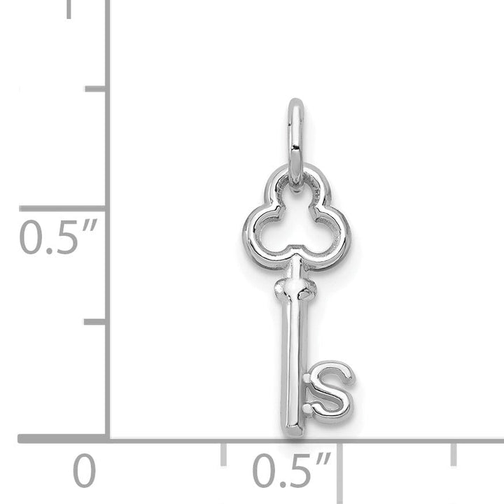 Lovely Rita's Pendants & Charms 14K White Gold Fancy Key Shape Design Letter S Initial Charm Pendant