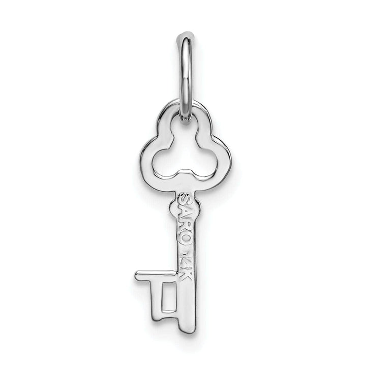 Lovely Rita's Pendants & Charms 14K White Gold Fancy Key Shape Design Letter T Initial Charm Pendant