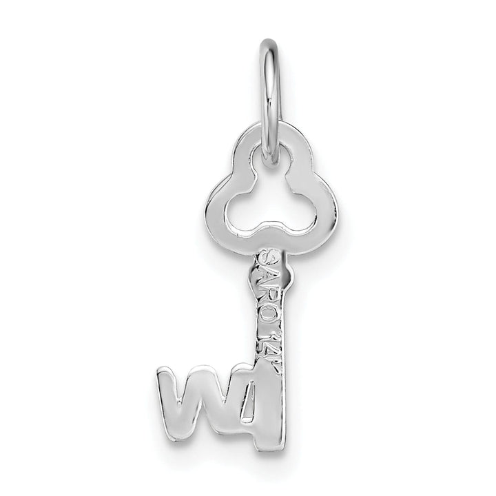 Lovely Rita's Pendants & Charms 14K White Gold Fancy Key Shape Design Letter W Initial Charm Pendant