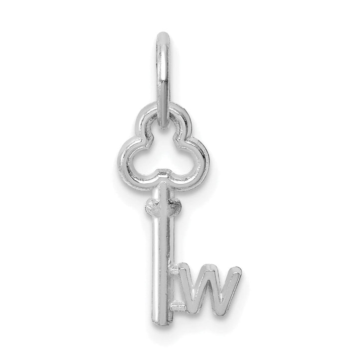Lovely Rita's Pendants & Charms 14K White Gold Fancy Key Shape Design Letter W Initial Charm Pendant
