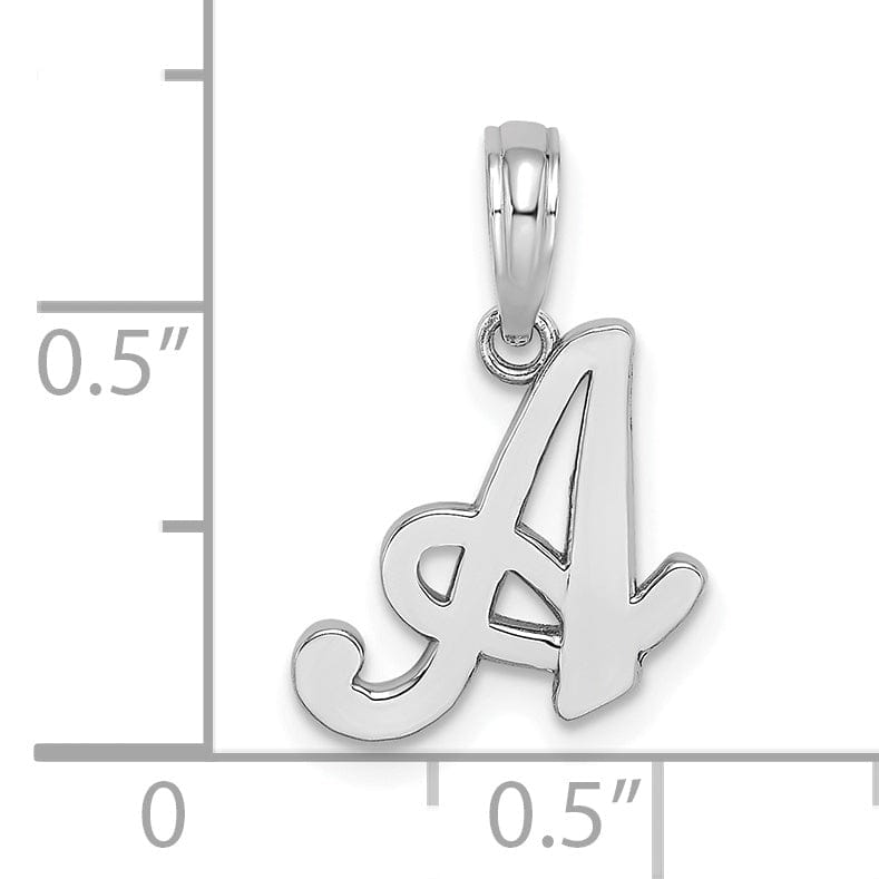 Lovely Rita's Pendants & Charms 14K White Gold Fancy Script Design Letter A Initial Pendant