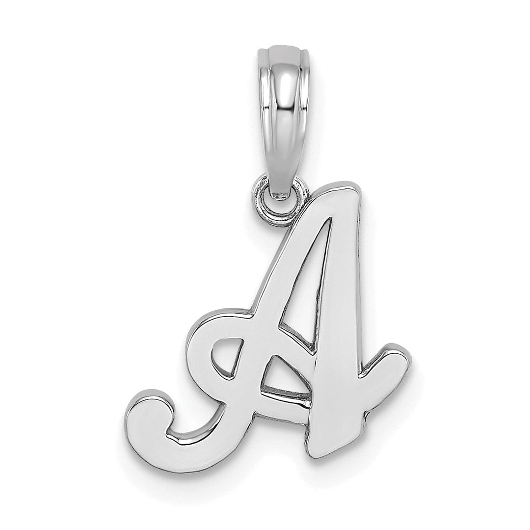 Lovely Rita's Pendants & Charms 14K White Gold Fancy Script Design Letter A Initial Pendant
