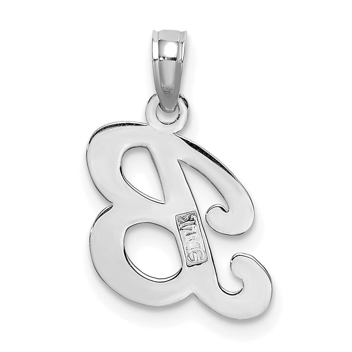 Lovely Rita's Pendants & Charms 14K White Gold Fancy Script Design Letter B Initial Pendant