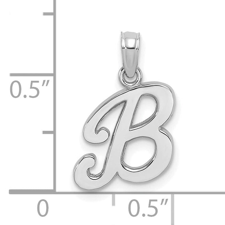 Lovely Rita's Pendants & Charms 14K White Gold Fancy Script Design Letter B Initial Pendant