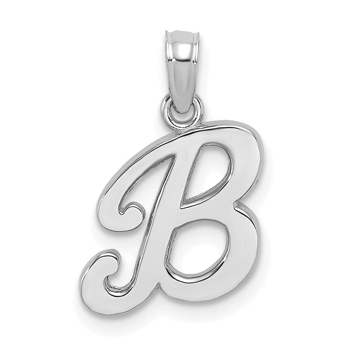Lovely Rita's Pendants & Charms 14K White Gold Fancy Script Design Letter B Initial Pendant