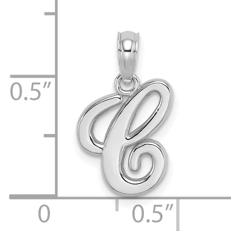 Lovely Rita's Pendants & Charms 14K White Gold Fancy Script Design Letter C Initial Pendant