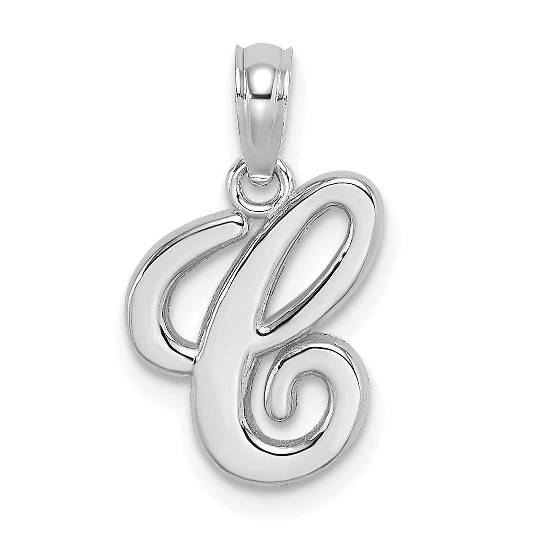 Lovely Rita's Pendants & Charms 14K White Gold Fancy Script Design Letter C Initial Pendant