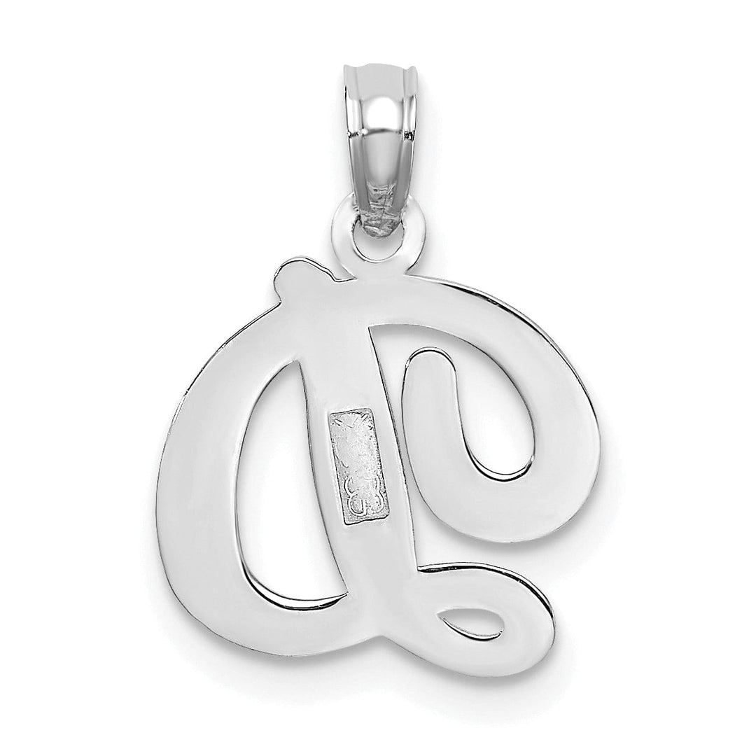 Lovely Rita's Pendants & Charms 14K White Gold Fancy Script Design Letter D Initial Pendant