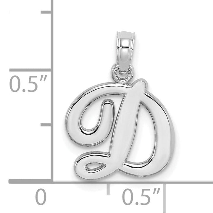 Lovely Rita's Pendants & Charms 14K White Gold Fancy Script Design Letter D Initial Pendant