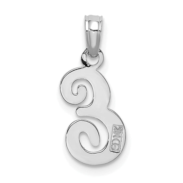 Lovely Rita's Pendants & Charms 14K White Gold Fancy Script Design Letter E Initial Pendant