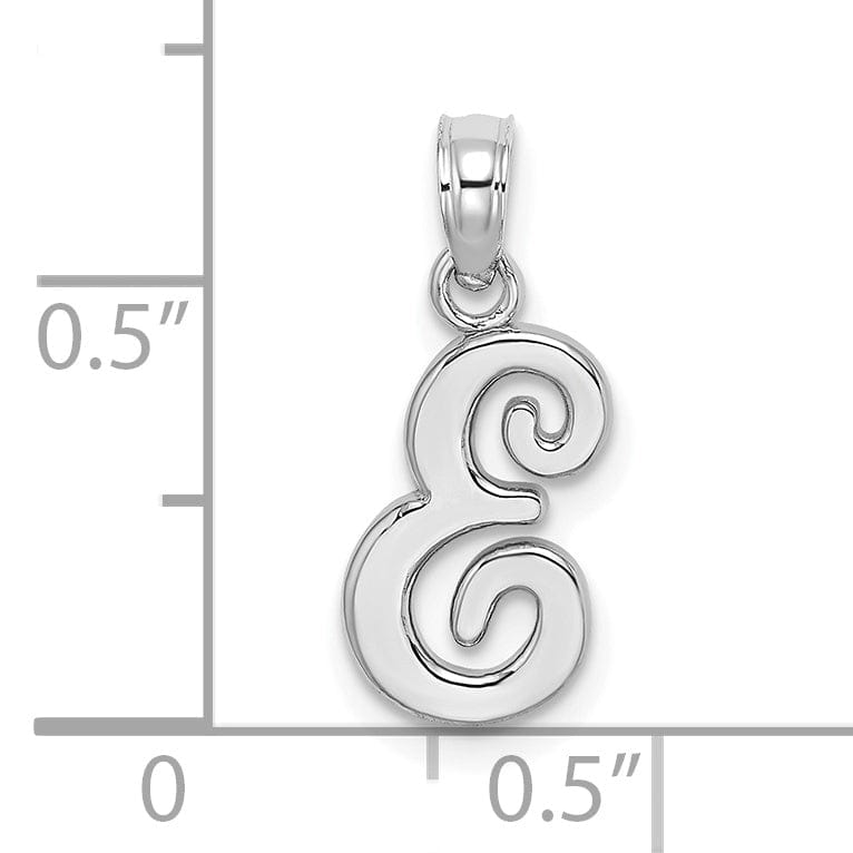 Lovely Rita's Pendants & Charms 14K White Gold Fancy Script Design Letter E Initial Pendant