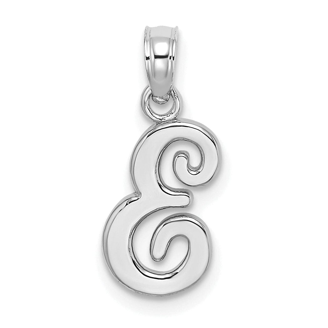 Lovely Rita's Pendants & Charms 14K White Gold Fancy Script Design Letter E Initial Pendant
