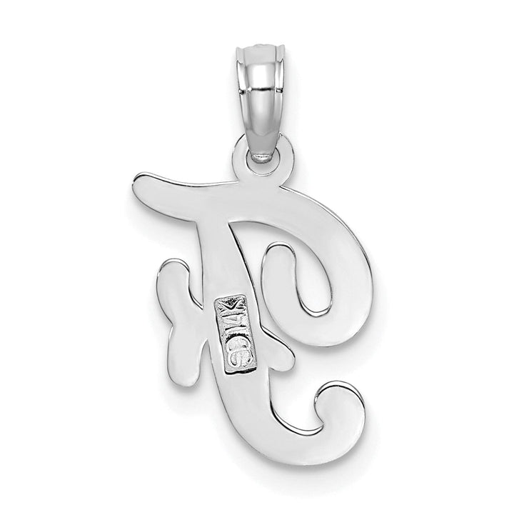 Lovely Rita's Pendants & Charms 14K White Gold Fancy Script Design Letter F Initial Pendant