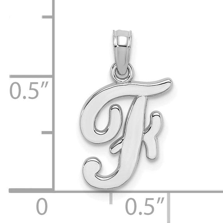 Lovely Rita's Pendants & Charms 14K White Gold Fancy Script Design Letter F Initial Pendant