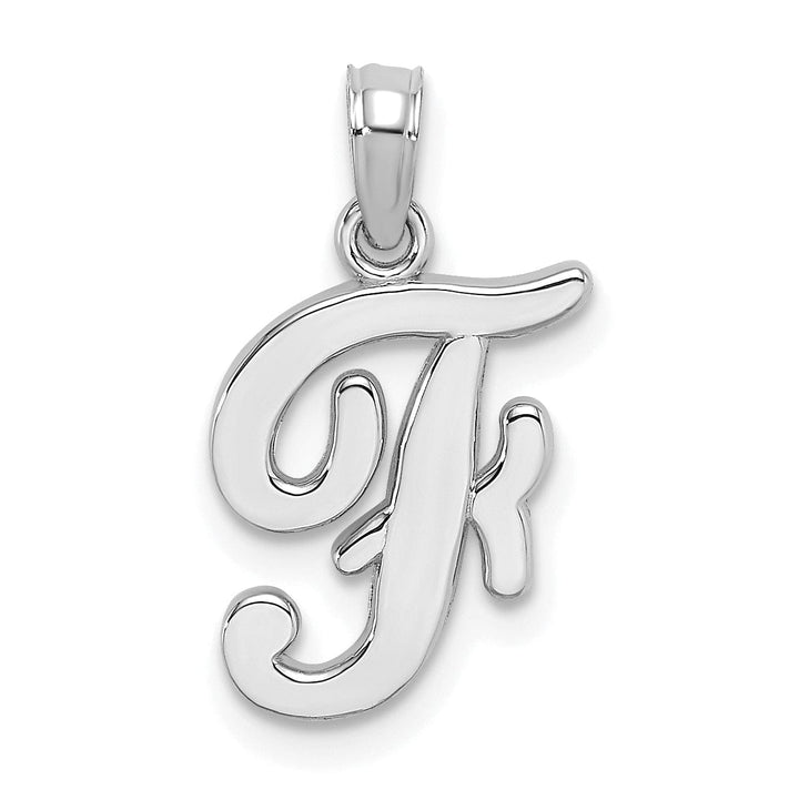 Lovely Rita's Pendants & Charms 14K White Gold Fancy Script Design Letter F Initial Pendant