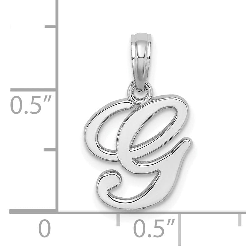 Lovely Rita's Pendants & Charms 14K White Gold Fancy Script Design Letter G Initial Pendant