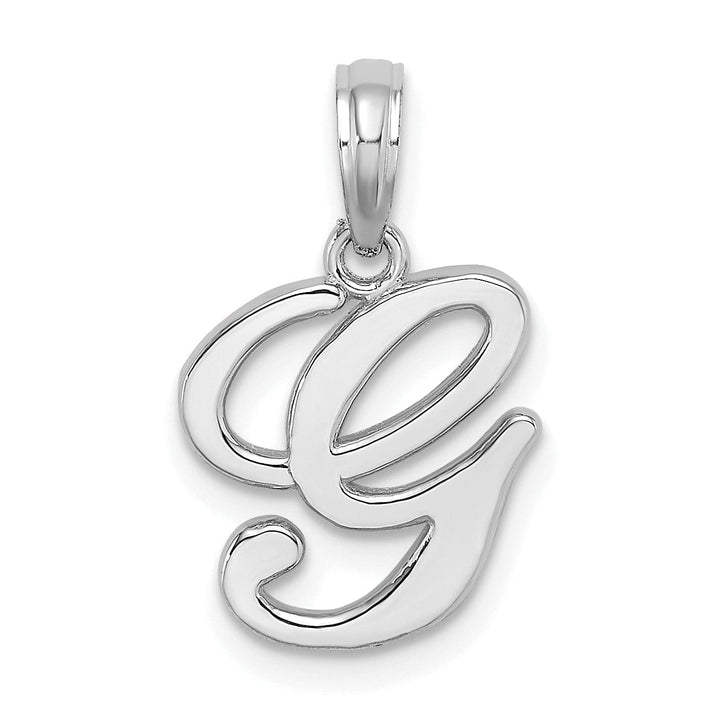 Lovely Rita's Pendants & Charms 14K White Gold Fancy Script Design Letter G Initial Pendant
