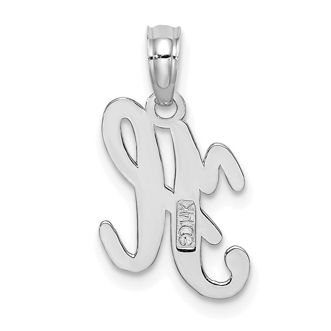 Lovely Rita's Pendants & Charms 14K White Gold Fancy Script Design Letter H Initial Pendant