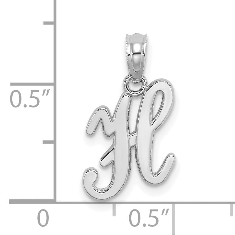 Lovely Rita's Pendants & Charms 14K White Gold Fancy Script Design Letter H Initial Pendant