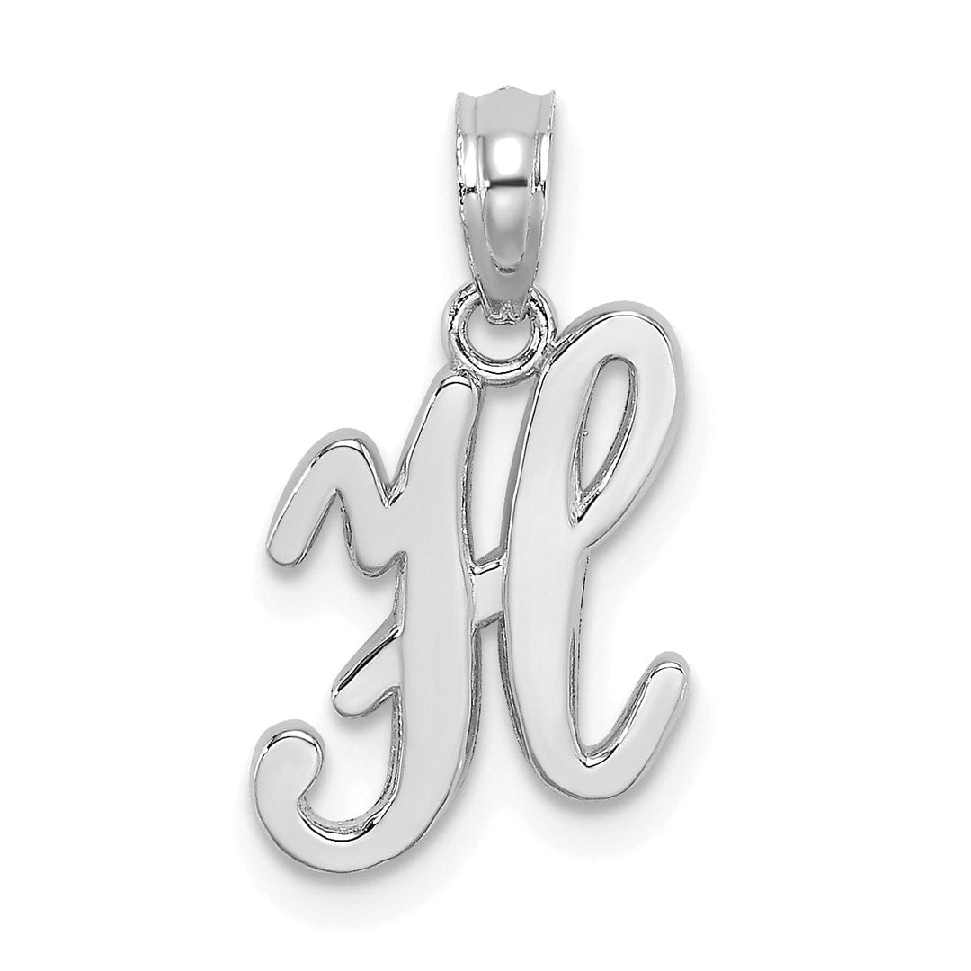 Lovely Rita's Pendants & Charms 14K White Gold Fancy Script Design Letter H Initial Pendant
