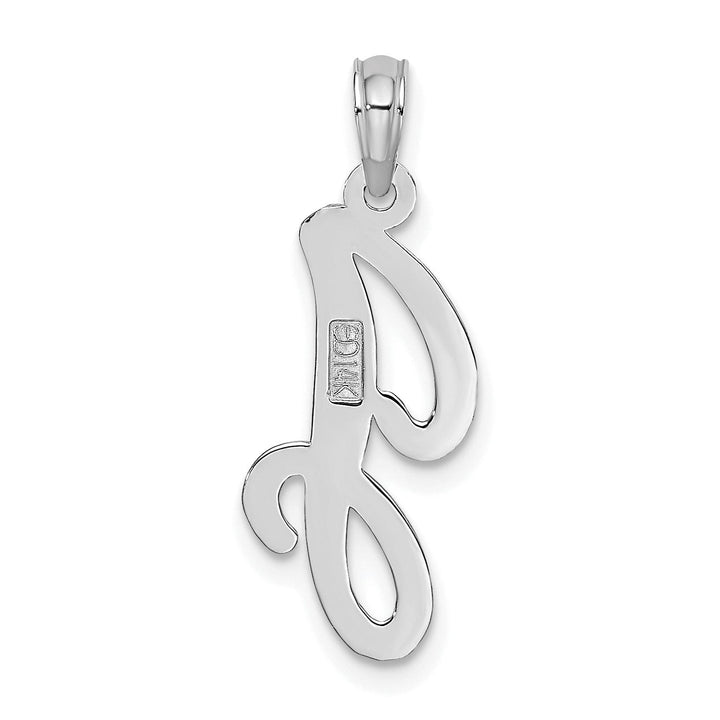 Lovely Rita's Pendants & Charms 14K White Gold Fancy Script Design Letter J Initial Pendant