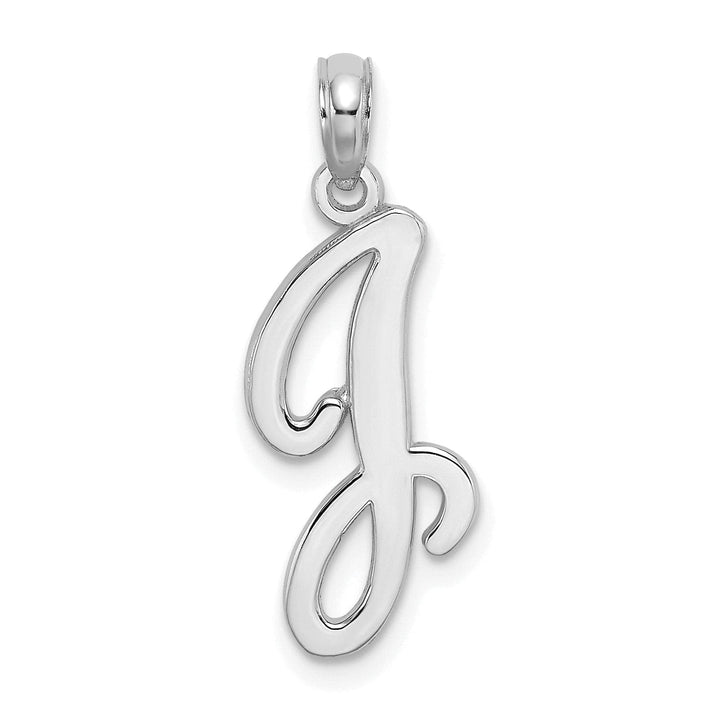 Lovely Rita's Pendants & Charms 14K White Gold Fancy Script Design Letter J Initial Pendant