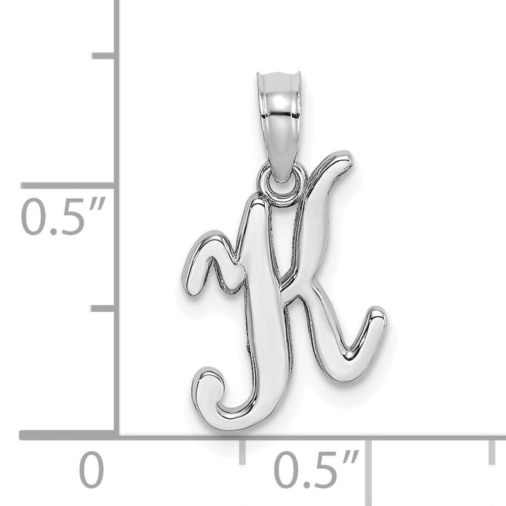 Lovely Rita's Pendants & Charms 14K White Gold Fancy Script Design Letter K Initial Pendant