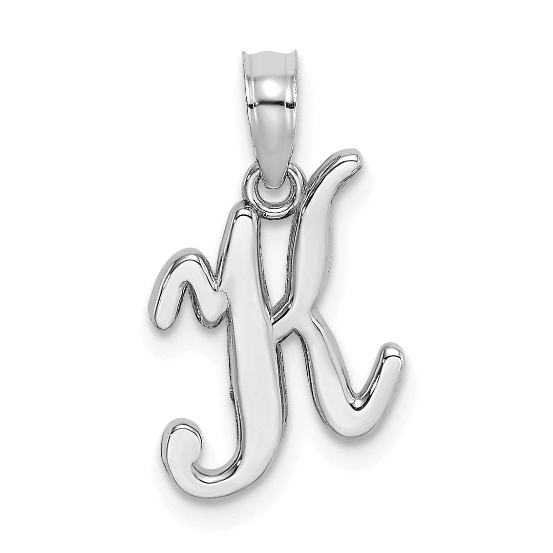 Lovely Rita's Pendants & Charms 14K White Gold Fancy Script Design Letter K Initial Pendant