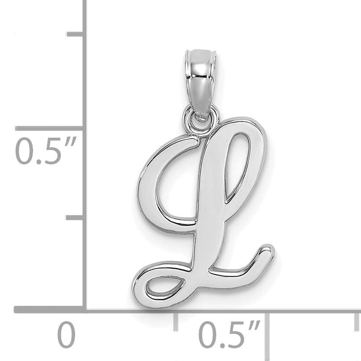 Lovely Rita's Pendants & Charms 14K White Gold Fancy Script Design Letter L Initial Pendant