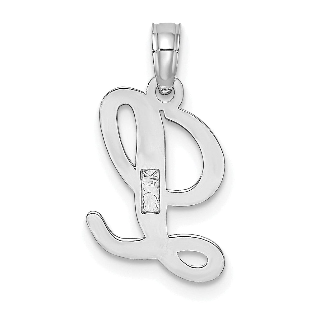 Lovely Rita's Pendants & Charms 14K White Gold Fancy Script Design Letter L Initial Pendant