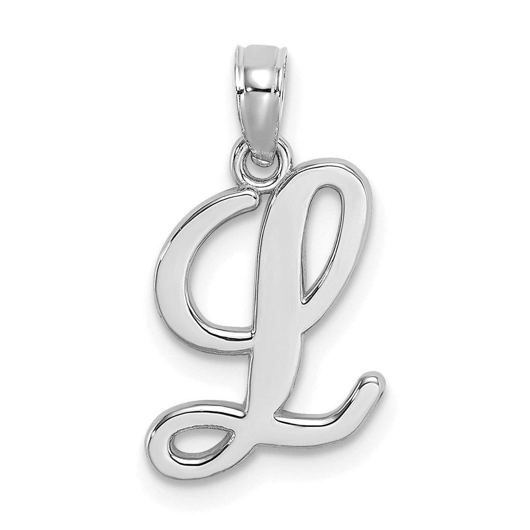 Lovely Rita's Pendants & Charms 14K White Gold Fancy Script Design Letter L Initial Pendant
