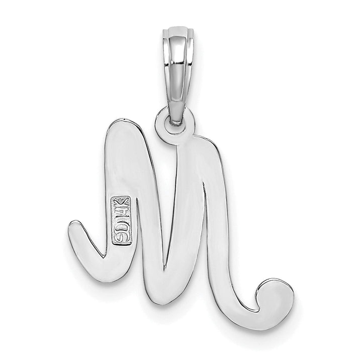 Lovely Rita's Pendants & Charms 14K White Gold Fancy Script Design Letter M Initial Pendant