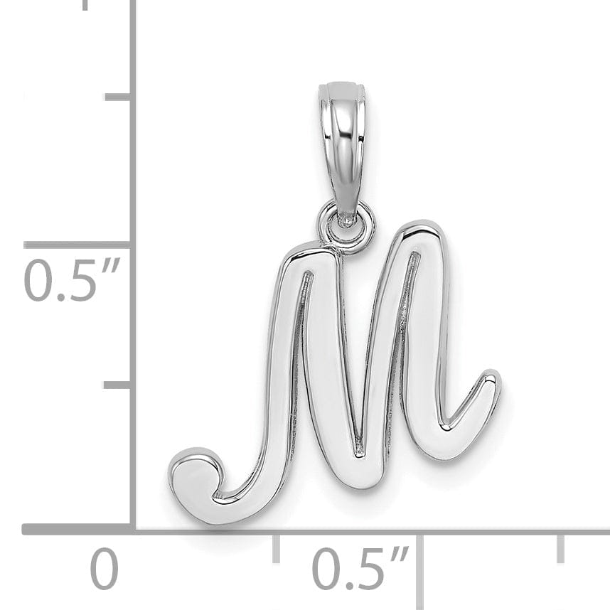 Lovely Rita's Pendants & Charms 14K White Gold Fancy Script Design Letter M Initial Pendant