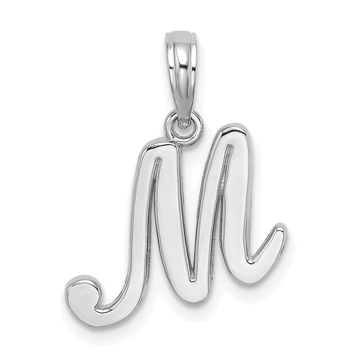 Lovely Rita's Pendants & Charms 14K White Gold Fancy Script Design Letter M Initial Pendant