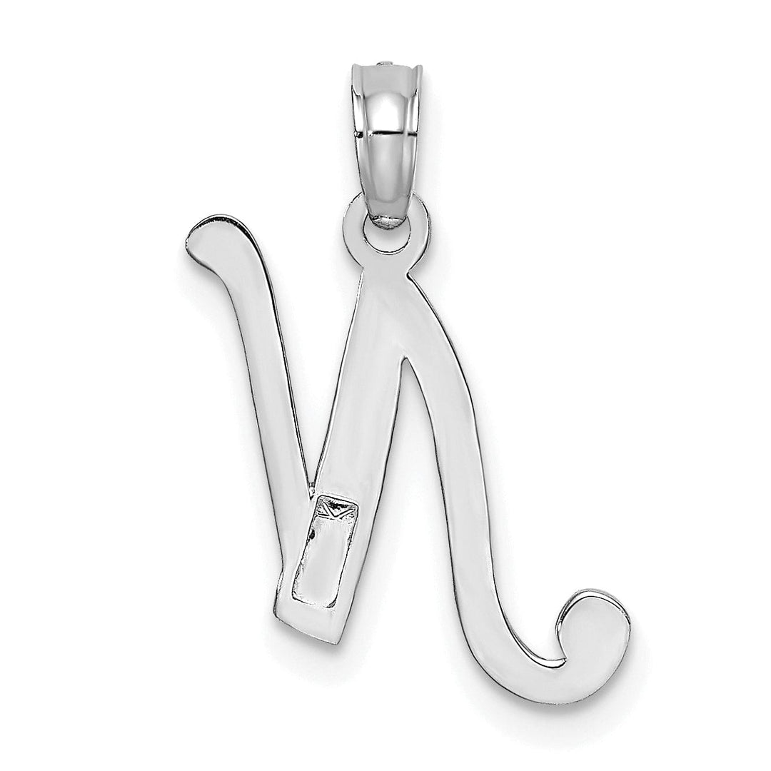 Lovely Rita's Pendants & Charms 14K White Gold Fancy Script Design Letter N Initial Pendant