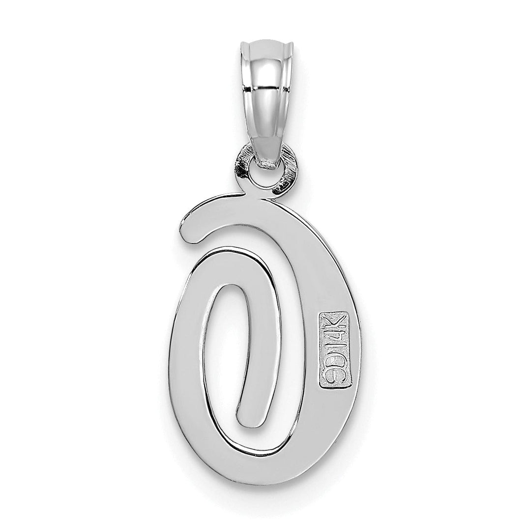 Lovely Rita's Pendants & Charms 14K White Gold Fancy Script Design Letter O Initial Pendant