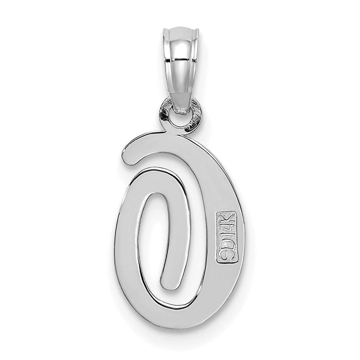Lovely Rita's Pendants & Charms 14K White Gold Fancy Script Design Letter O Initial Pendant
